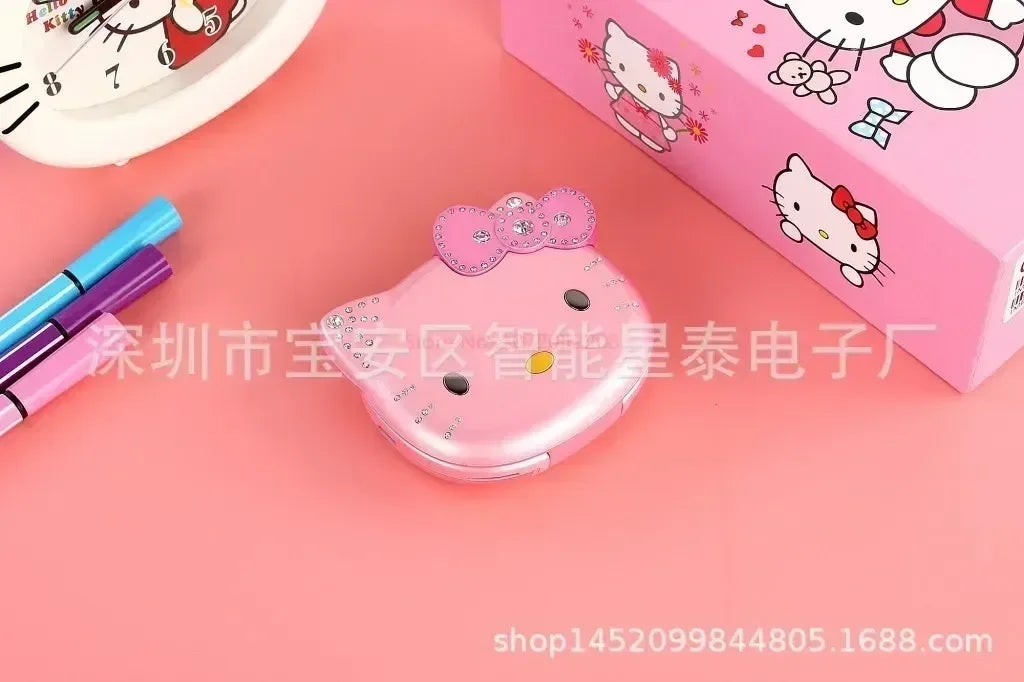 2023 New Kawaii Sanrioed Hello Kitty Flip Phone Cartoon Cute Little friends Taiml Mini Phone For Kids Toys For friends Gifts