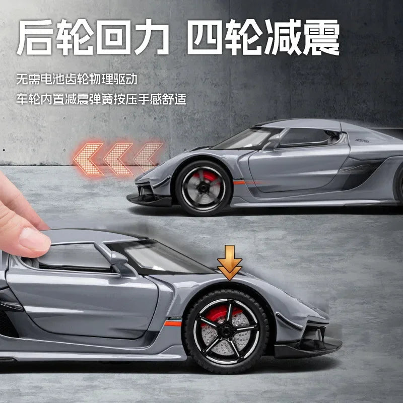 1:22 Jesko coche deportivo simulación de fundición a presión modelo de aleación de metal coche sonido luz pull back colección niños juguete regalos C359