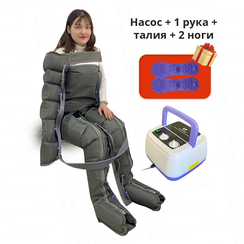6-chamber Electric Airbag Pressure Massager Wraps Arm Waist Leg Foot Massage Varicose Veins lymphatic drainage device