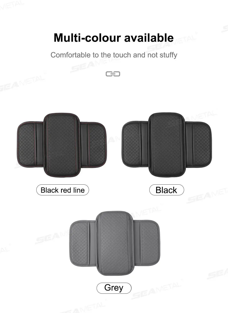 SEAMETAL Car Arm Rest Cover Cushion Wear-Resistant Center Console Box Protector Anti Slip Armrest Box Pad with Storage Pocket