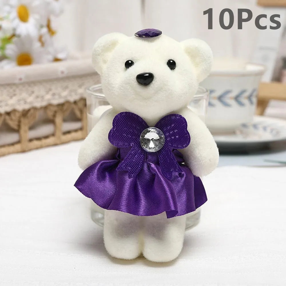 10 piezas de ramo de flores de oso de San Valentín, muñeco de peluche de dibujos animados, ramos de osito de peluche, regalos de graduación, cumpleaños, bodas, decoración de fiesta