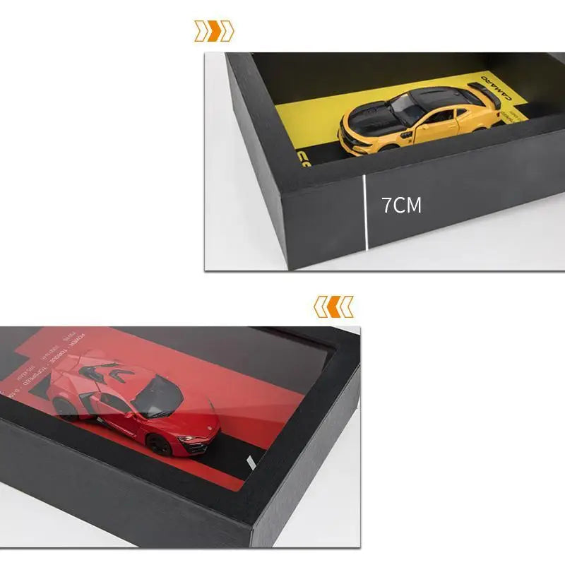 3D Wooden Photo Frame With 1/32 Diecast Metal Miniature Toy Car, 12 Inches Wall Decoration Suitable for Modern Style Living Room