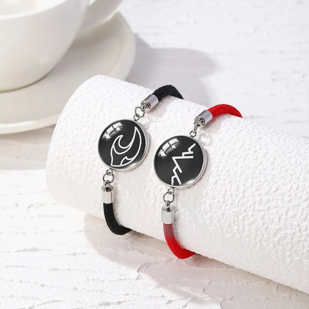 2Pcs Romantic Couple Bracelet Stainless Steel New Sun and Moon Lovers Charm Bracelet Glow in The Dark Adjustable Woven Bracelet