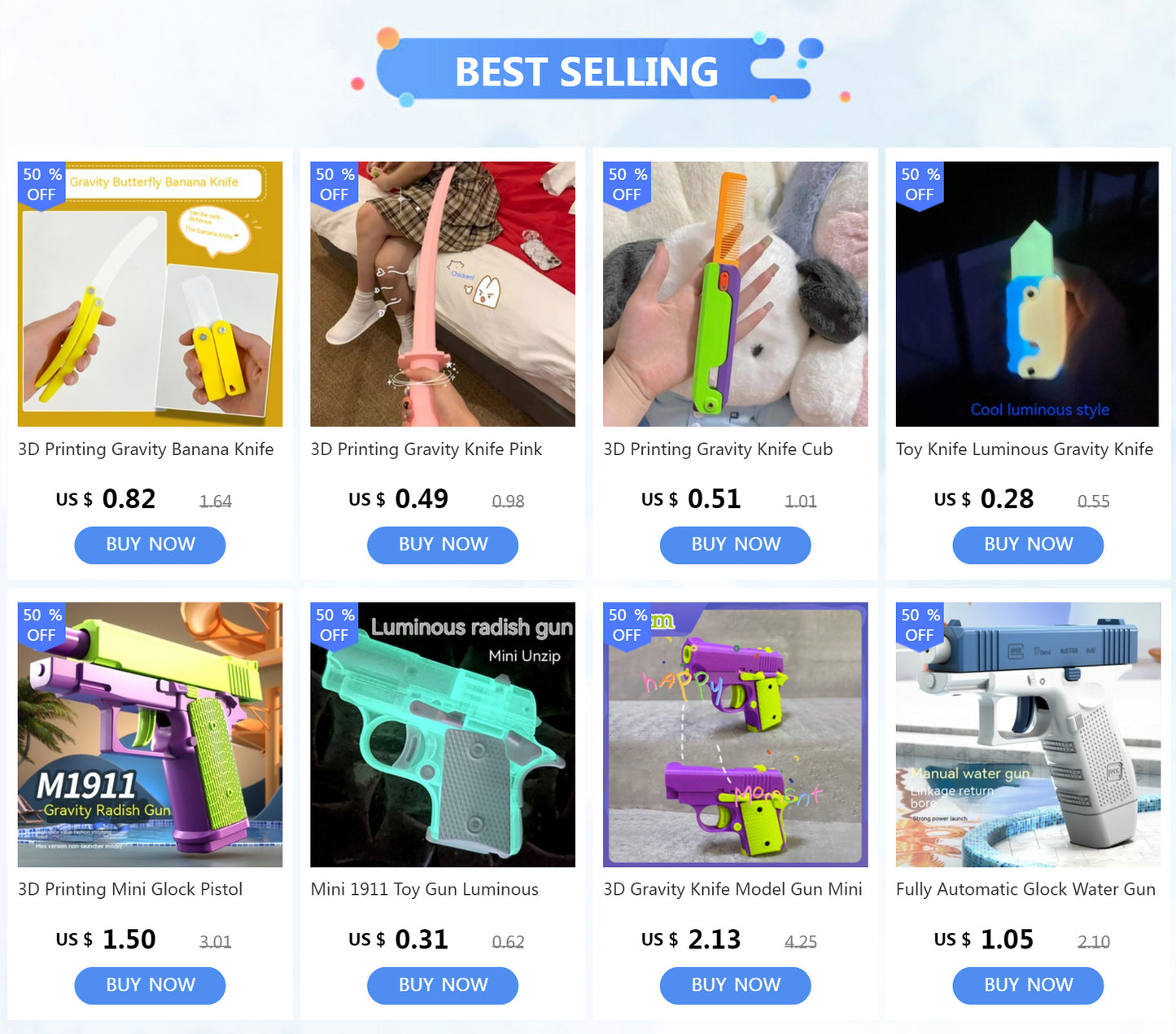 3D Gravity Knife Baby 1911 Edc Toy Gun Model Cannot Shoot 3D Printing Fidget Toy For Kids Adults Boys Birthday Gifts