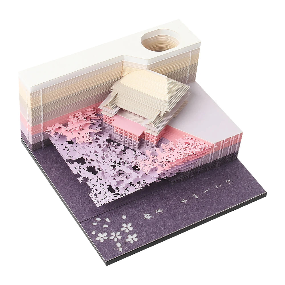 Omoshiroi Block 3D Notepad Earth Calendar 2024 Memo Pad Kawaii 3D Calendar Paper Notes Block Desktop Decoration New Years Gift