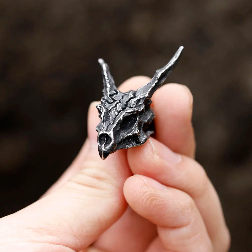 2022 New Design Charms Viking Dragon Skull Pendant Necklace Men's Fashion Biker Rock Punk Jewelry Antique Retro Chain Gift