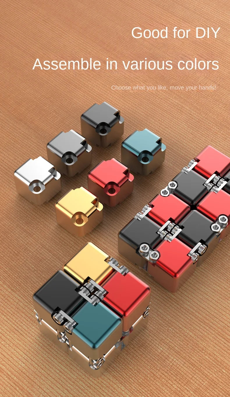 Tiktok Pop Fun Decompression Toys Alloy Infinity Magic Cube Finger Toy Office Flip Cubic Puzzle Stress Relief Cube Block Gift