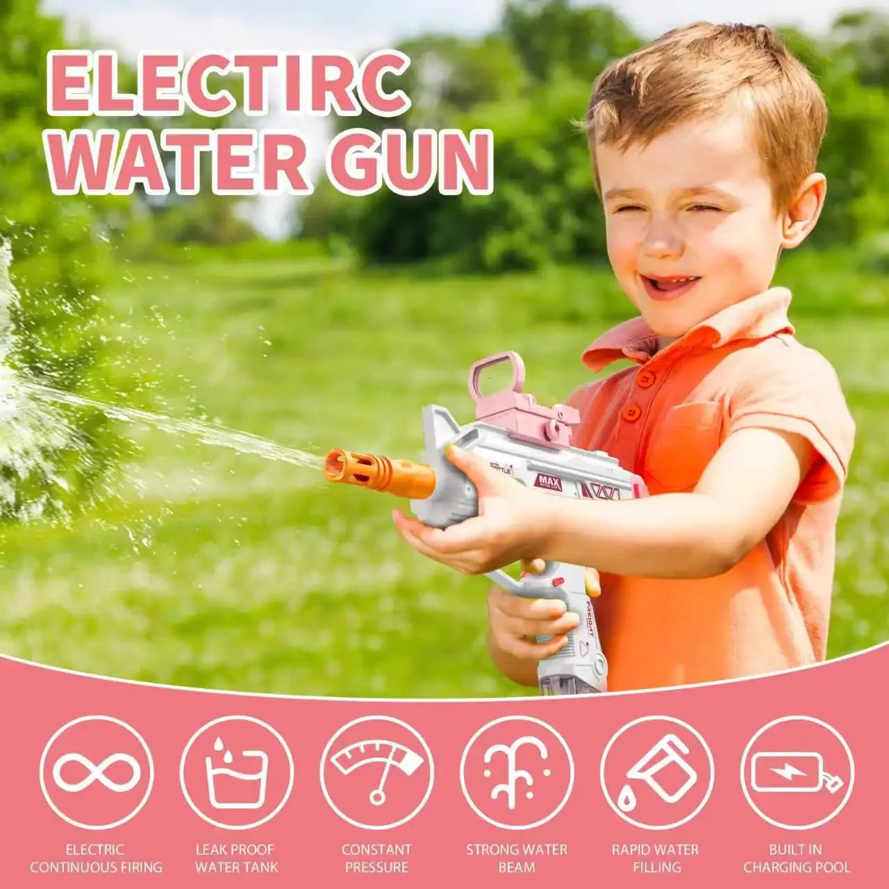 Water Gun Electric Pistol Shooting Toy Gun Full Automatic Summer Pool Beach Toy For Kids Children Boys Girls Adult