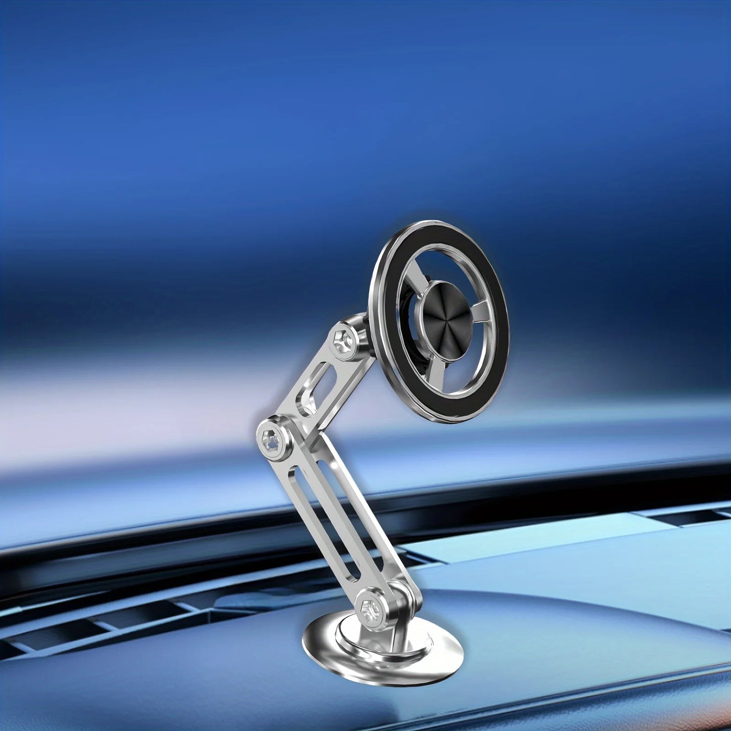 Soporte magnético para teléfono móvil de aleación de aluminio para coche, plegable telescópico antivibración, adhesivo fuerte, giratorio 360° ajustable