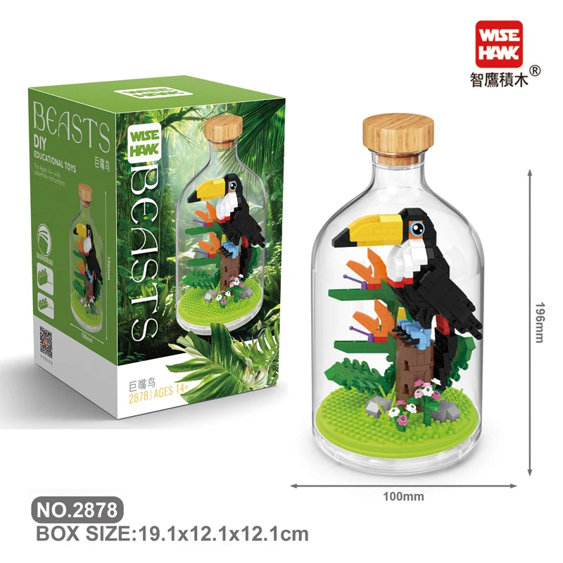 Toys Building Blocks Assembly Tiger Lion Bear Peacock Koala Animal 3D Model Educational Games for Children Kids Gifts