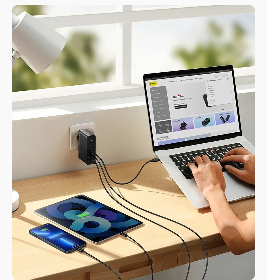 Baseus 140W GaN Charger USB Type C PD3.1 Fast Charge For Macbook Tablet Quick Charge 4.0 3.0 Phone Charger For iPhone 15 14 13