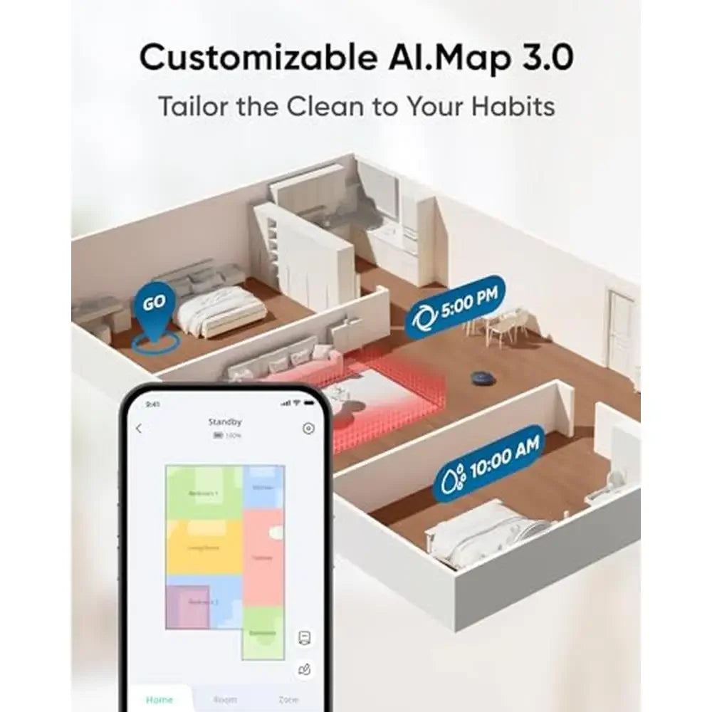 Robot aspirador y fregona X10 Pro Omni con succión de 8000 Pa, dos mopas, elevación automática de 12 mm, detección de alfombras, limpieza manos libres con IA, impecable
