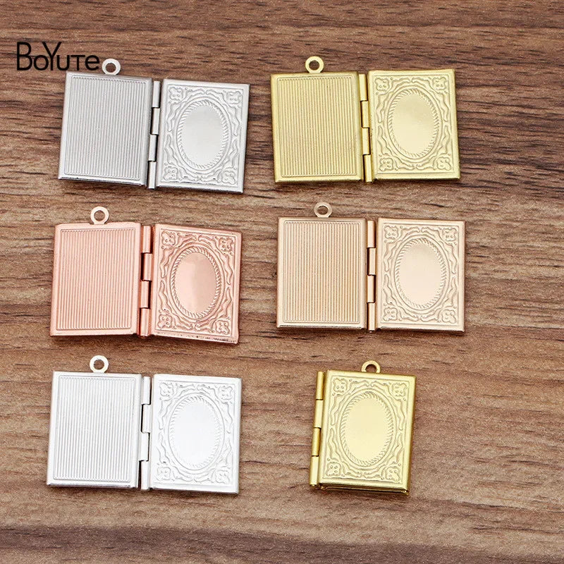 BoYuTe (10 Pieces/Lot) 19*26MM Rectangle Locket Photo customized Book Locket Pendant Floating Locket Charms customized