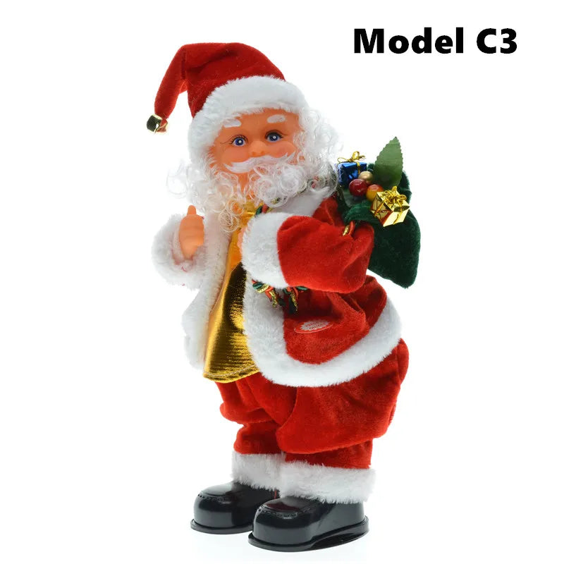 30cm New Year Christmas Ornaments Electric Santa Claus Doll Musical Dancing Gifts For Child Home Decorations Crafts