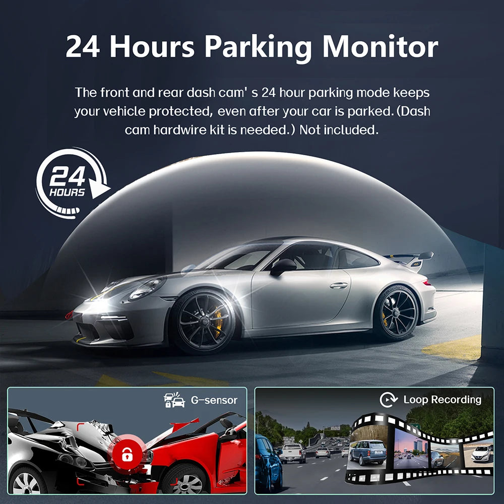 Cámara de salpicadero para coche de 1080P con GPS, WIFI, aplicación, grabadora de vídeo de 4 lentes, DVR de 360°, cámara de visión trasera, monitor de estacionamiento, caja negra, accesorios para coche