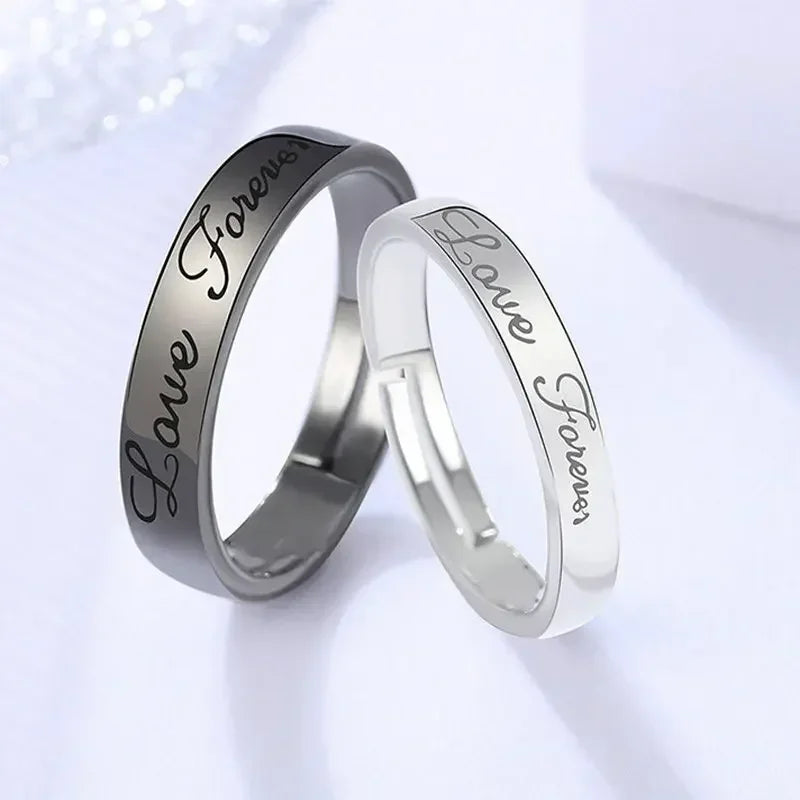1 par de anillos de pareja de rombos blancos y negros, anillo abierto para mujeres y hombres, anillos de dedo ajustables, regalo de joyería de aniversario para amantes románticos