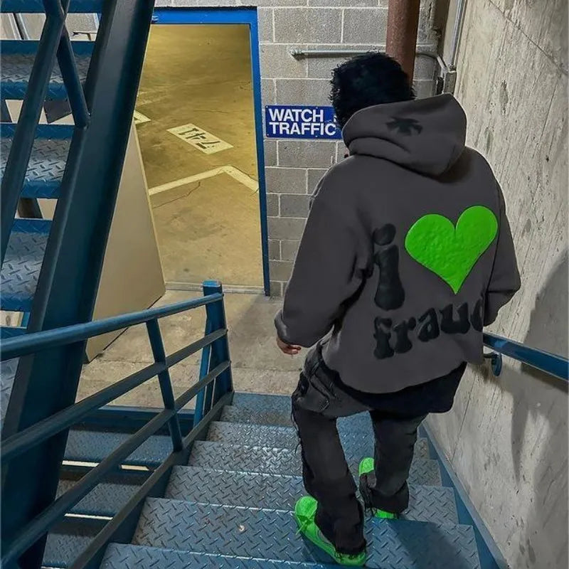 Sudadera con capucha para hombre y mujer, estilo hip hop, con estampado gráfico de letras, estilo Y2K, de gran tamaño, estilo Harajuku, chaqueta gótica, abrigos, ropa
