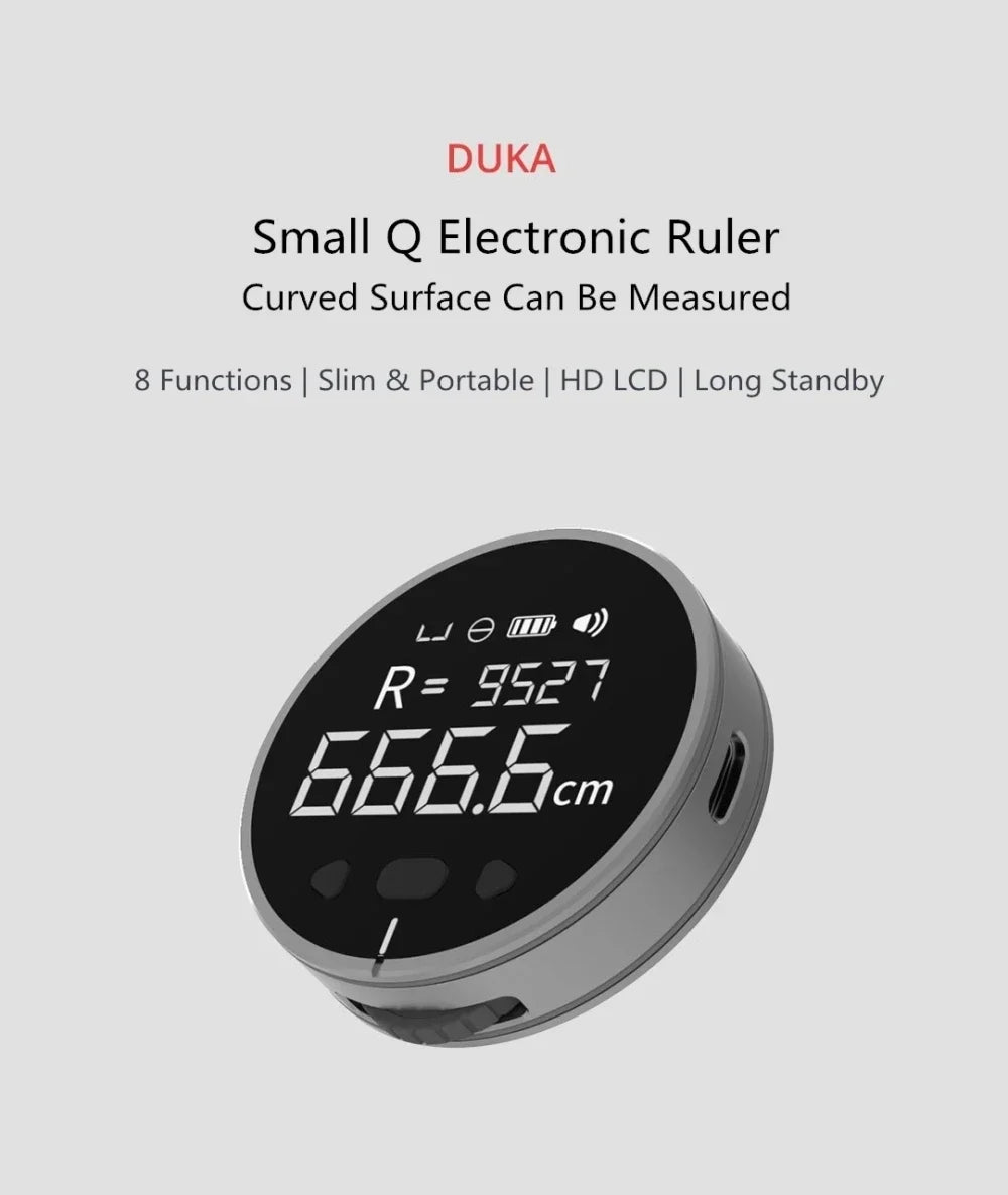 Xiaomi DUKA ATuMan Q Règle électrique Distance mètre ruban Écran LCD HD Règle Outil Ruban à mesurer Télémètre Télémètre numérique