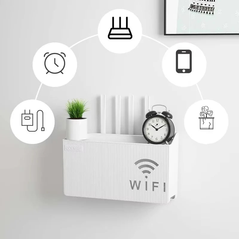 Étagère de routeur Wifi sans fil, boîte de rangement murale à suspendre, boîte de rangement en plastique ABS, support d'alimentation de câble, boîte de rangement, décoration de la maison
