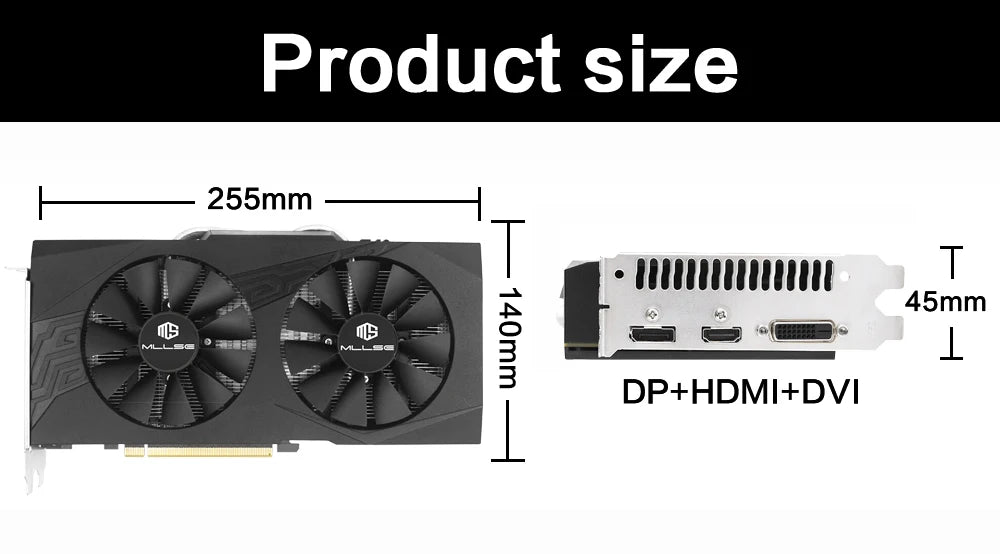 USED MLLSE AMD RX 580 8GB 2048SP Gaming Graphics Card GDDR5 256Bit PCI-E 3.0 ×16 8Pin Radeon GPU Rx 580 Video Card Placa Video