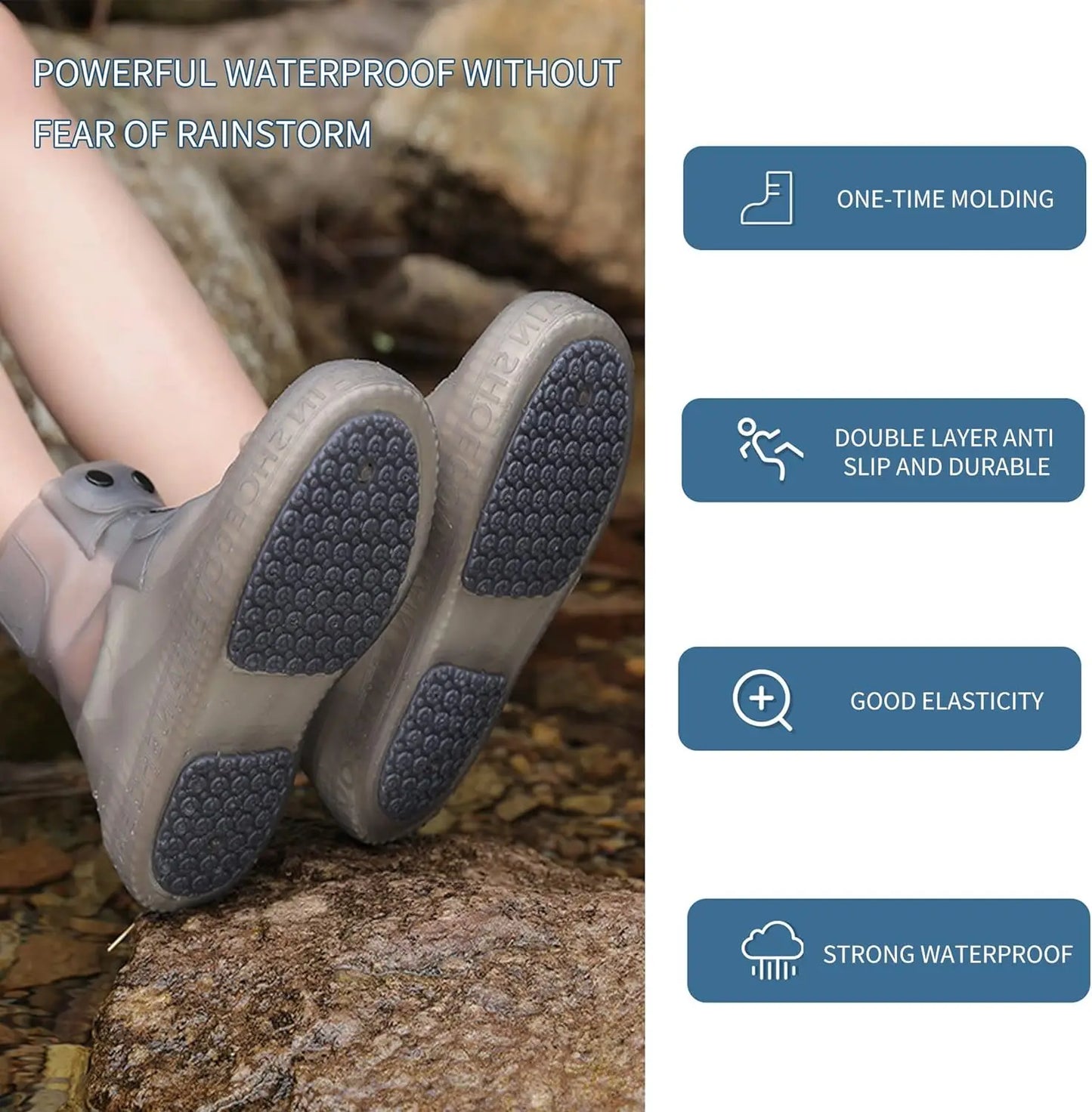 1 funda impermeable de silicona para zapatos, botas de lluvia de caña alta, protector antideslizante para zapatos, calzado grueso reutilizable para exteriores