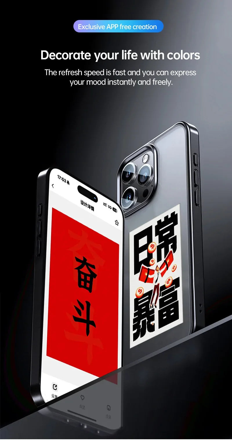 NFC Function Phone Case 3.7 Inches Screen Display Mob for IPhone 13 14 15 Wireless Transmission Screen Projection Phone Case