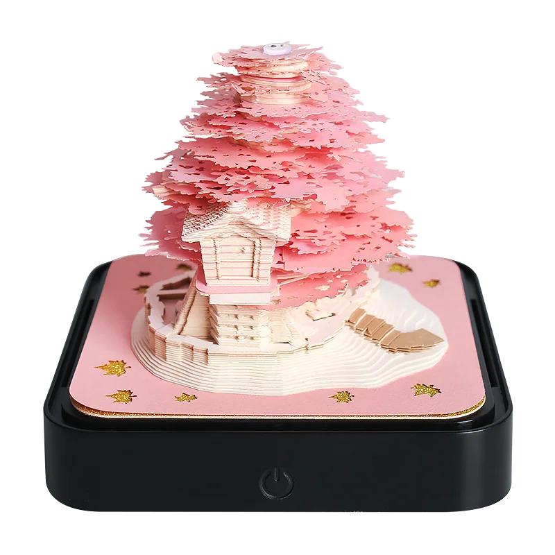 Omoshiroi Block 3D Notepad 2024 Calendar 3D Sakura Tree House Memo Pad Cute Block Notes 3D Sticky Notes Christmas New Years Gift