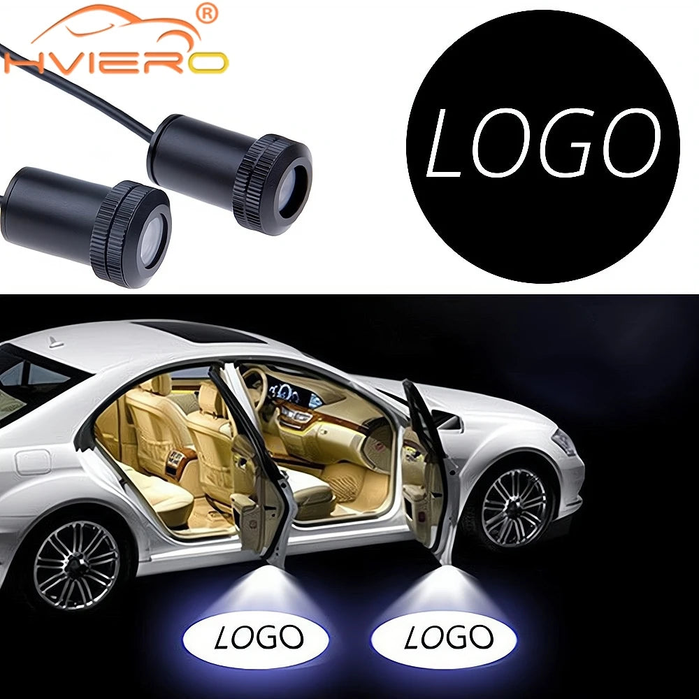 2pcs Car Door Lights Welcome Logo Led Laser Projector Ghost Shadow Line Atmosphere Custom Product Modification Parts Auto Lamps