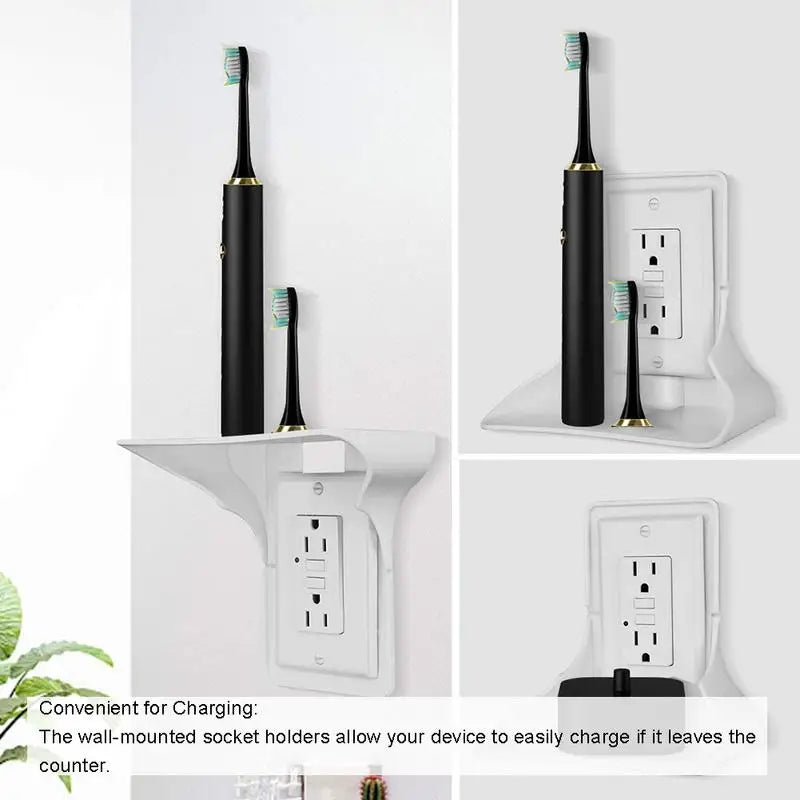 Wall Mount Socket Rack Wall Outlet Shelf Convenient Sturdy Socket Mobile Phone Charging Storage Holder For Bathroom Living Rooms