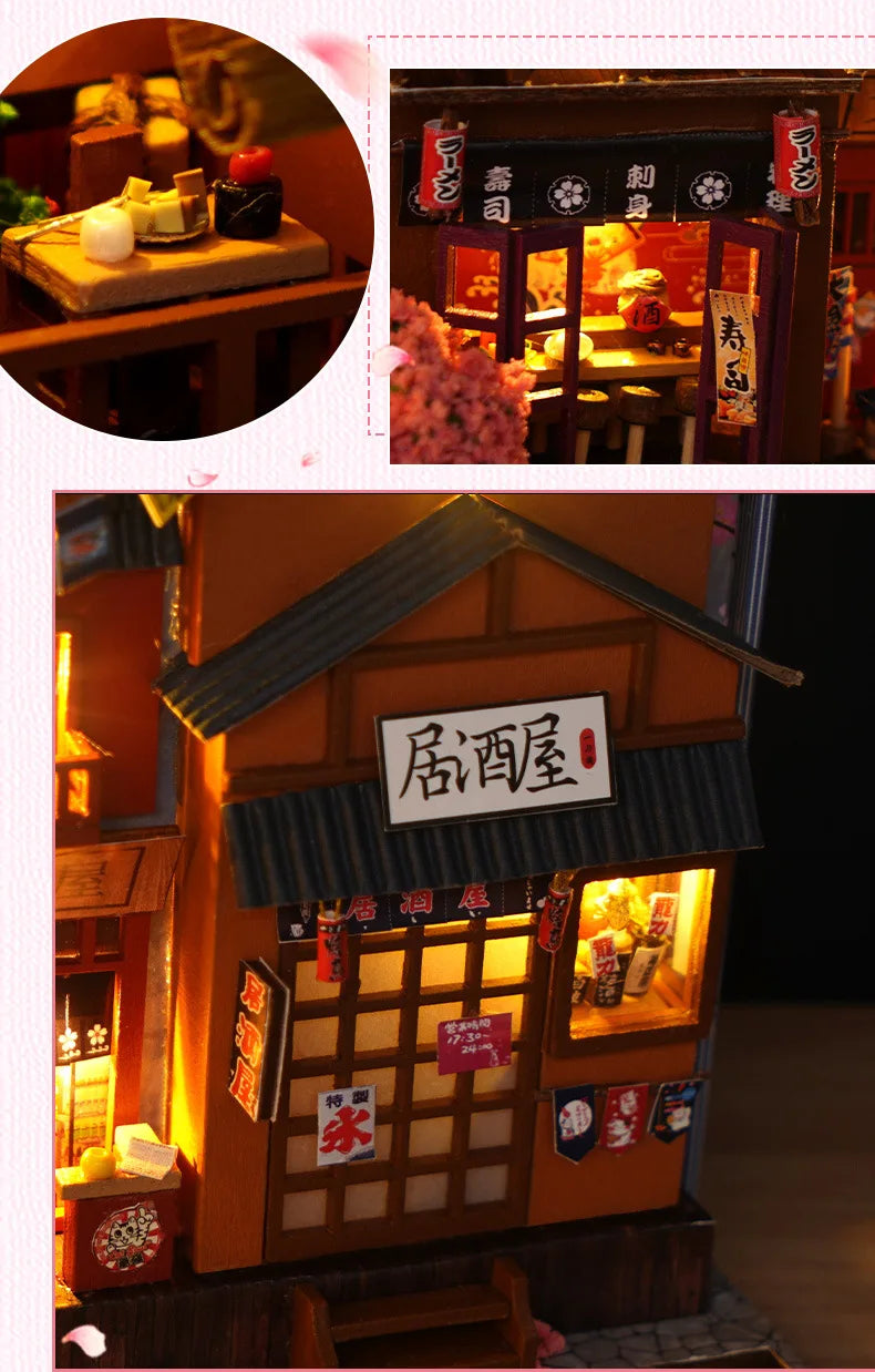 3D Wooden Puzzle DIY Book Kit Bookend Shelf Insert Alley Miniature Dollhouse Model Building Set Craft for Home Decoration P541