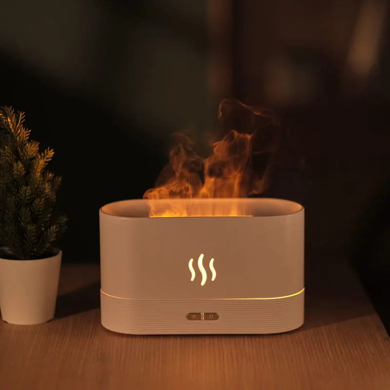 Humidificador de perfume, humidificador de aire ultrasónico con simulación de iluminación LED, fragancia de llama colorida, lámpara de llama de aceite esencial