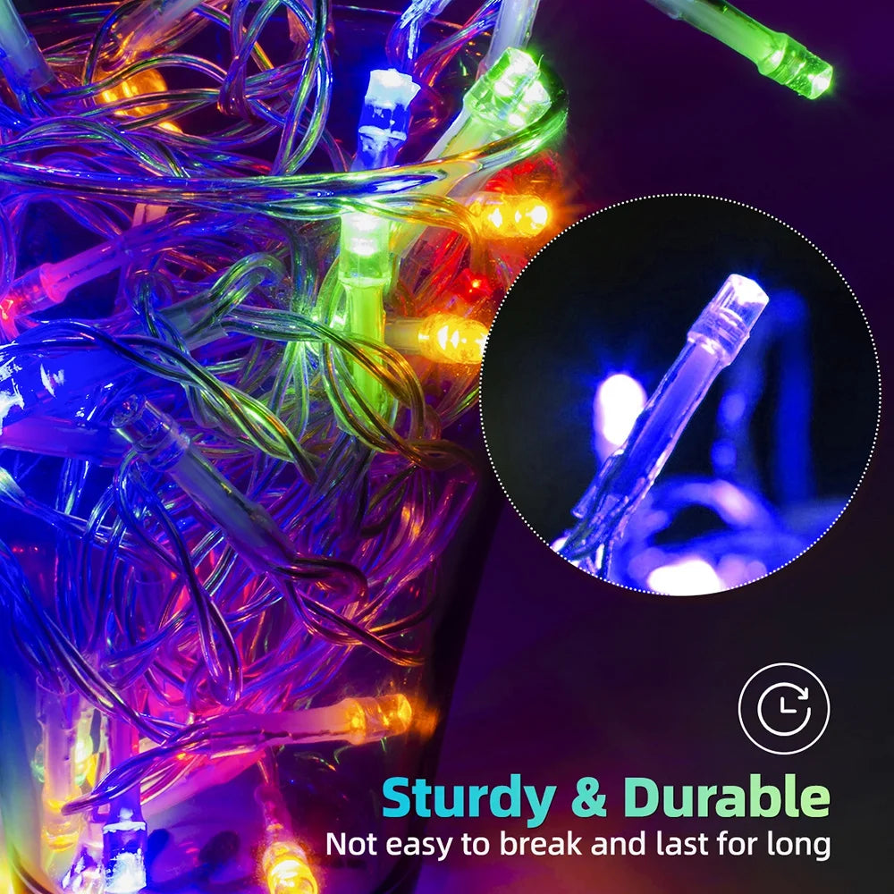 Outdoor Eaves Decoration 7.5M 160Leds Solar lcicle string Lights 8 Lighting Modes Christmas Halloween Party Holiday Lights