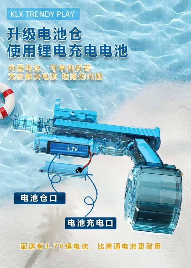 Pistola de agua automática de juguete con doble LED, pistola de agua eléctrica para disparar Glock, juguetes de piscina para playa para niños, regalos para adultos