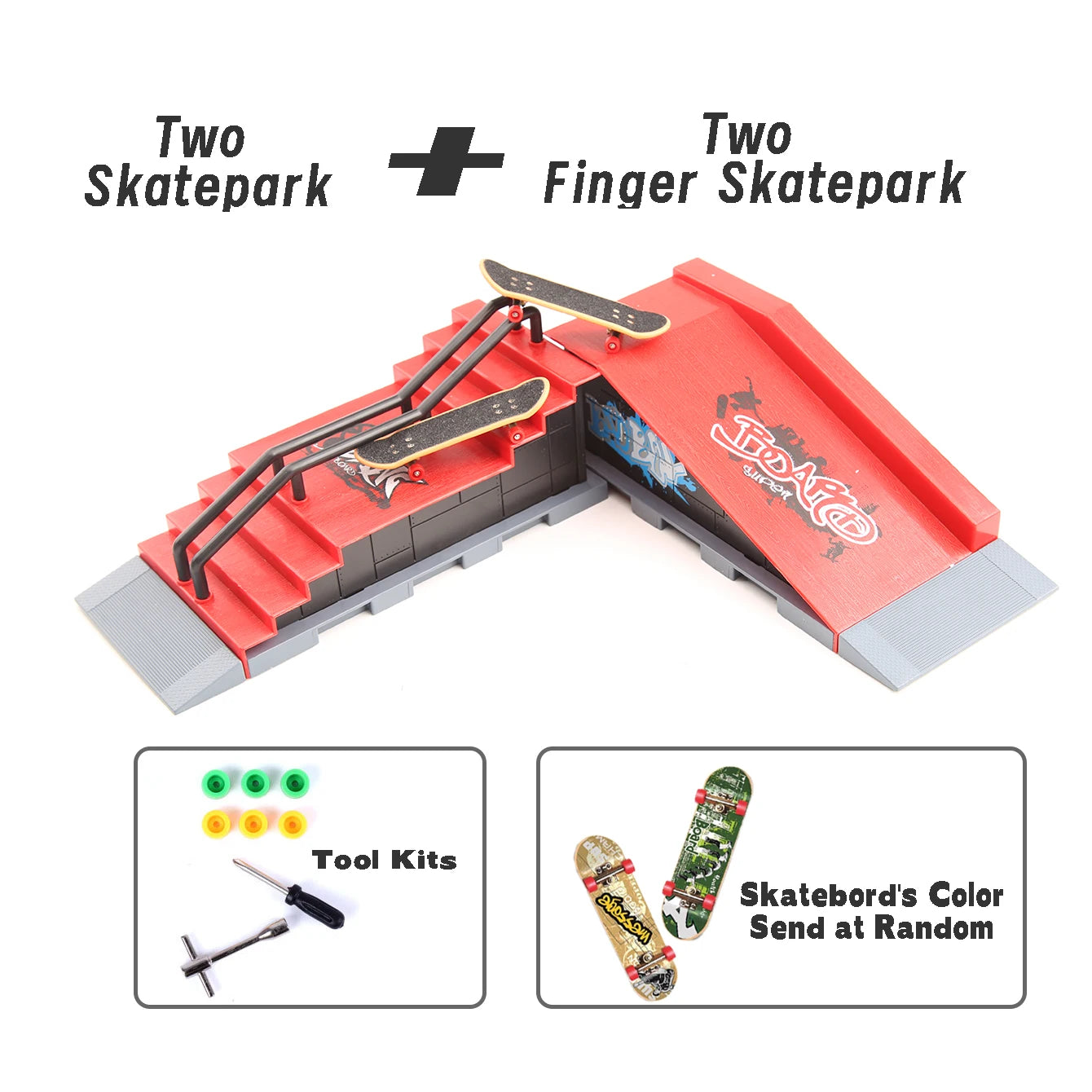 2 set Finger Skateparks Ramp Track Stairs Tech Deck Venue Combination Fingertip Game Finger Skateboards Digital Decks