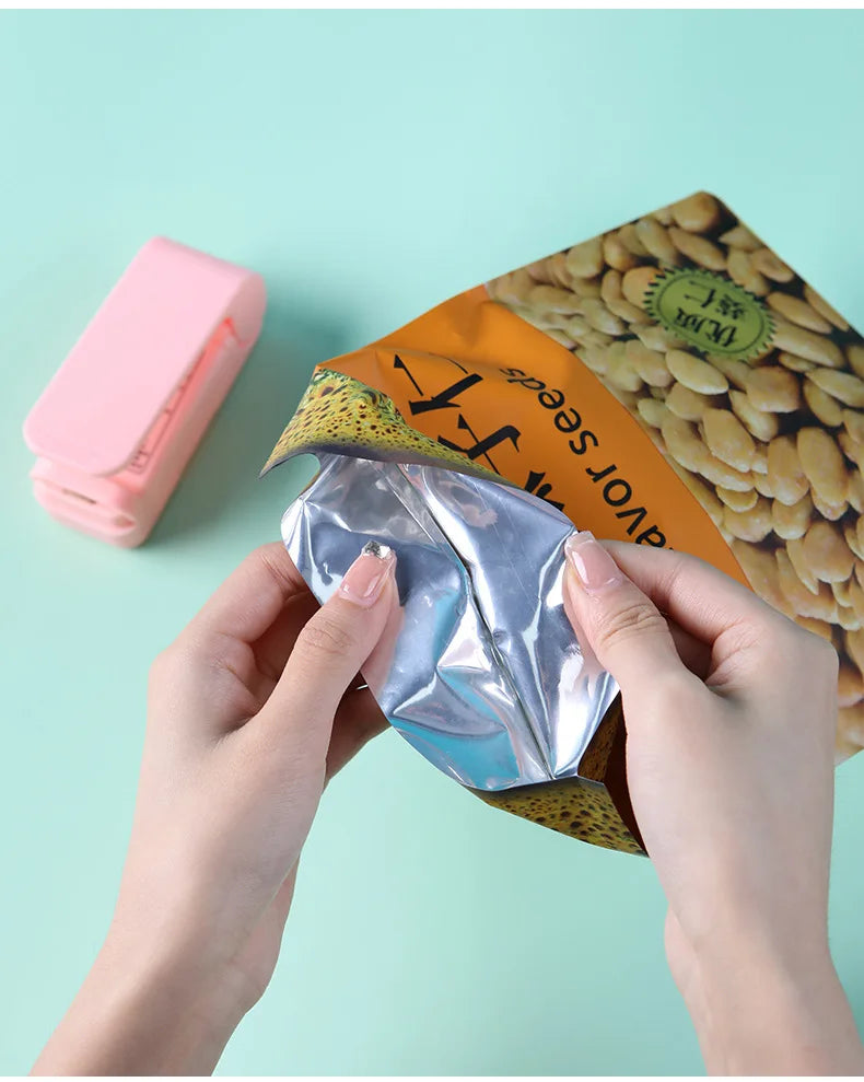 1 mini máquina selladora de bocadillos, selladora de paquetes de bolsas, máquina selladora de bolsas de plástico térmico para alimentos, accesorios de cocina portátiles
