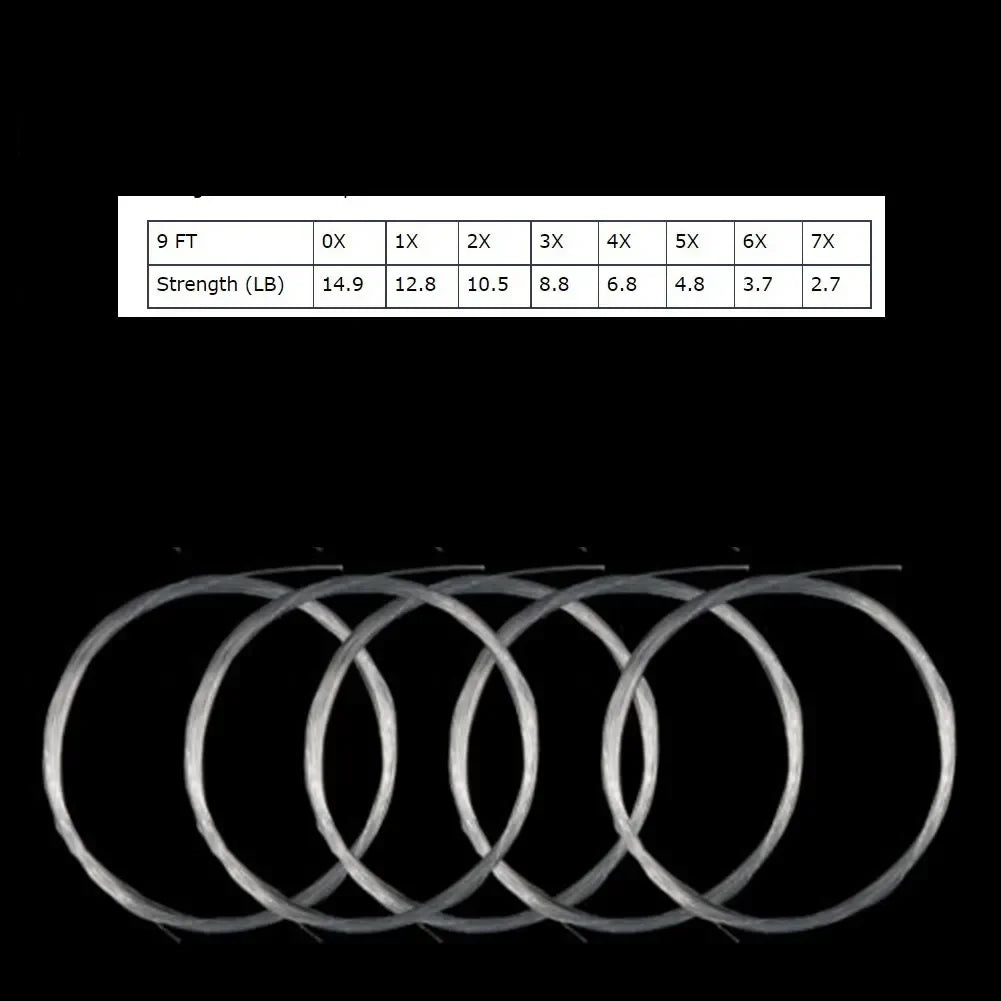 5Pcs Tapered Leader Fly Fishing Line 9FT 0X/1X/2X/3X/4X/5X/6X/7X 5Pcs Tapered Leader Fly Fishing Line 9FT Cords