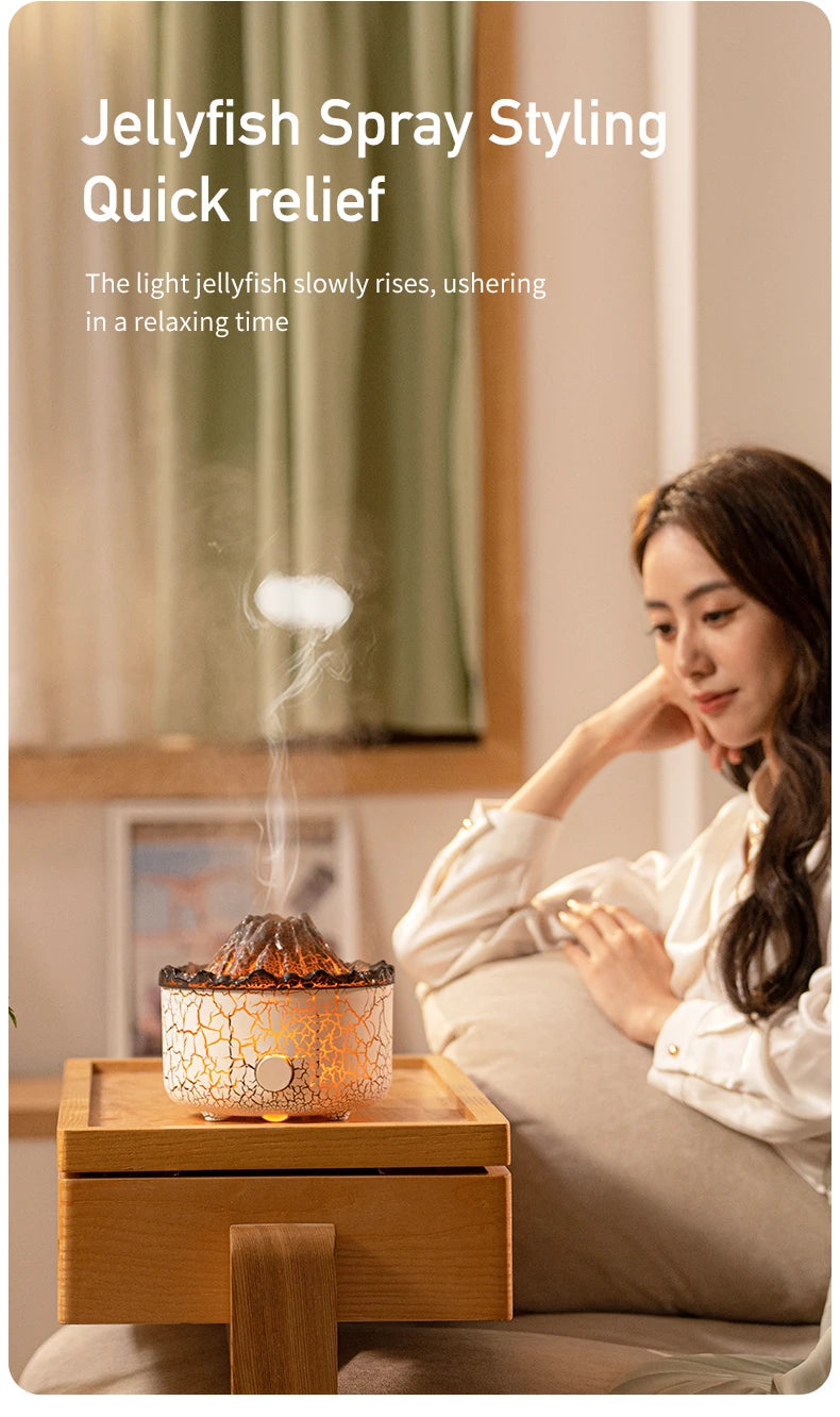 560ml Volcanic Flame Humidifiers Air Aroma Diffuser Essential Oils Humidifier Diffuser For Bedroom Home Purifier Humificador