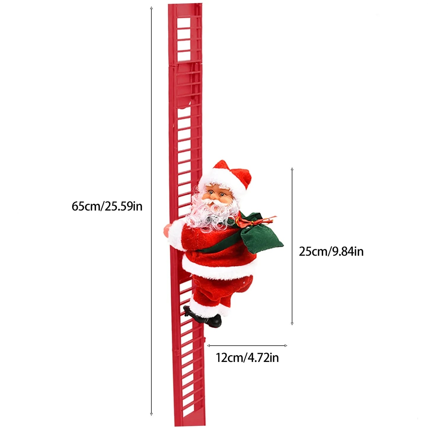 2024 Electric Climbing Ladder Santa Claus with Music & LED Light, Xmas Tree Decorations Hanging Christmas Ornaments Tree Decor