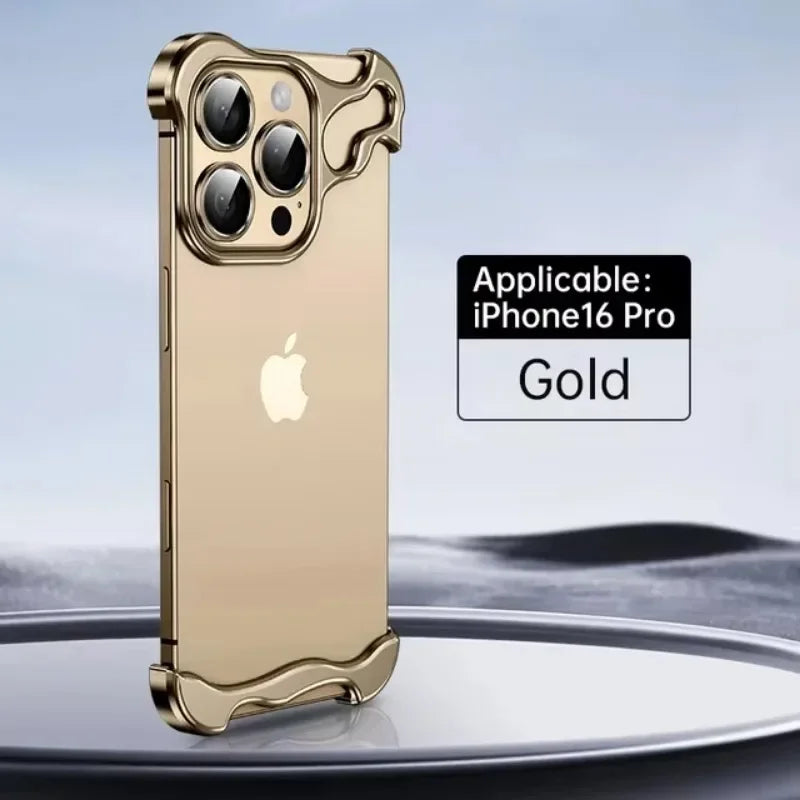 Titanium Metal Phone Case for IPhone 16 15 14 13 Pro Max Lens Film Aluminum Alloy Corner Pad Bumper Shockproof No Border Cover