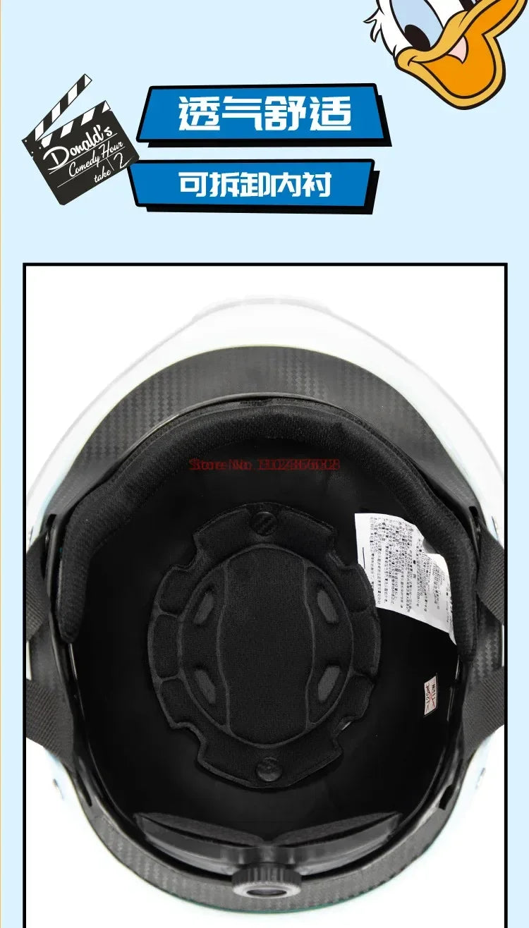 Summer Disney Donald Duck Motorcycle Super Light Open Face Helmet For Children Adult Helmet Safety Protective Helmet Gift Toy