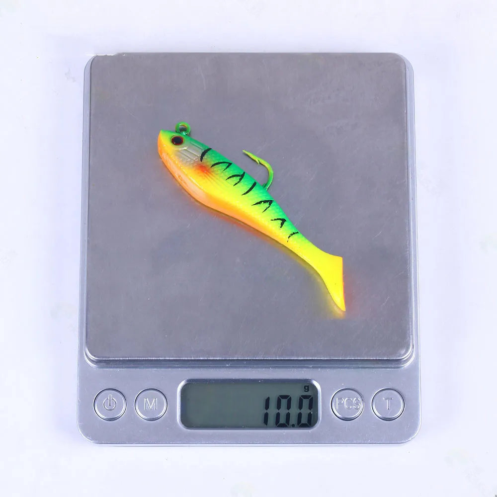 Sea Fishing Jigs Head Silicone Soft Bait 8cm-10g T tail Wobbler Fishing Lure Artificial Rubber Bait Swimbait Fishing Tackle