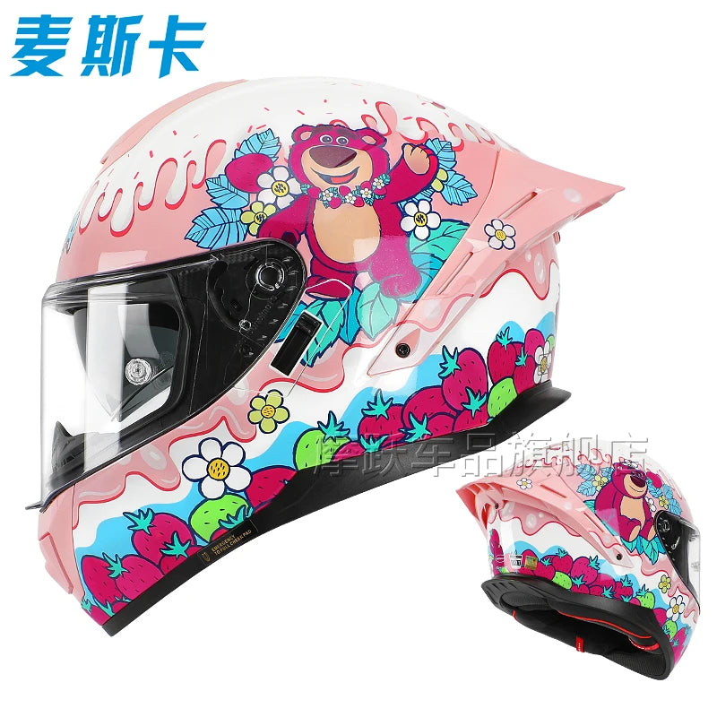 Sanrio Genuine Hello Kitty Motorcycle Helmet Full Face Racing Helmets Offroad Motorcycle Helmet Motorbike Kawaii Xmas Girl Gift