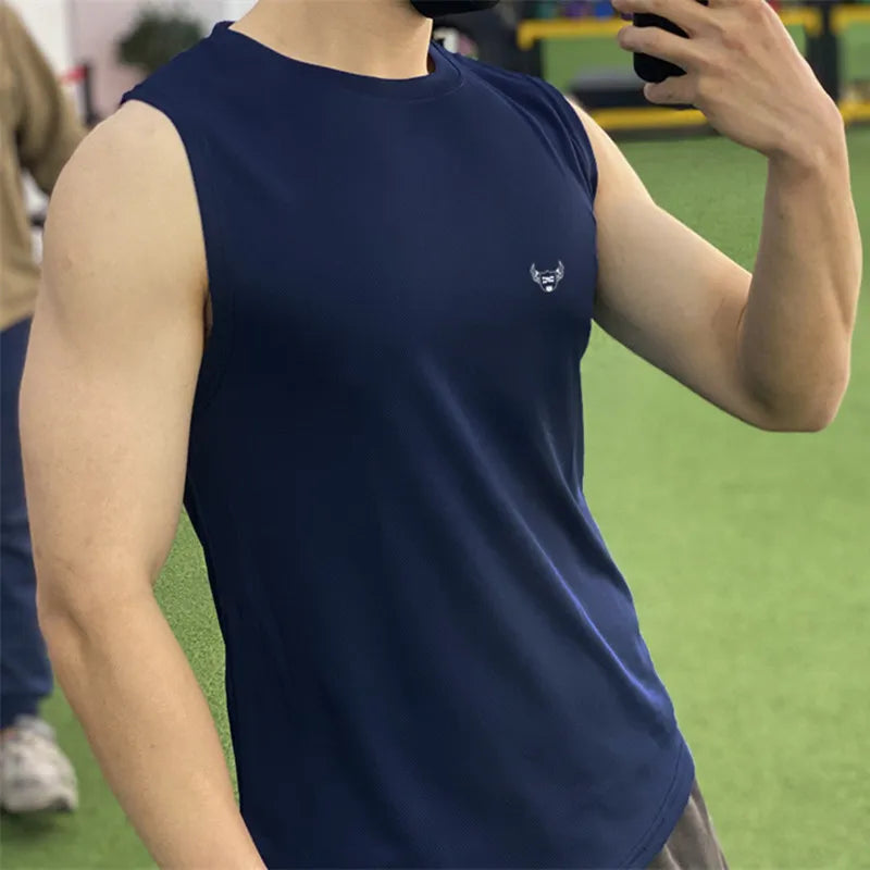 2022 NEW Men Sleeveless Sports Vest Summer Breathable quick-drying Gyms shir Male Bodybuilding Undershirt mesh Fitness Tank Tops