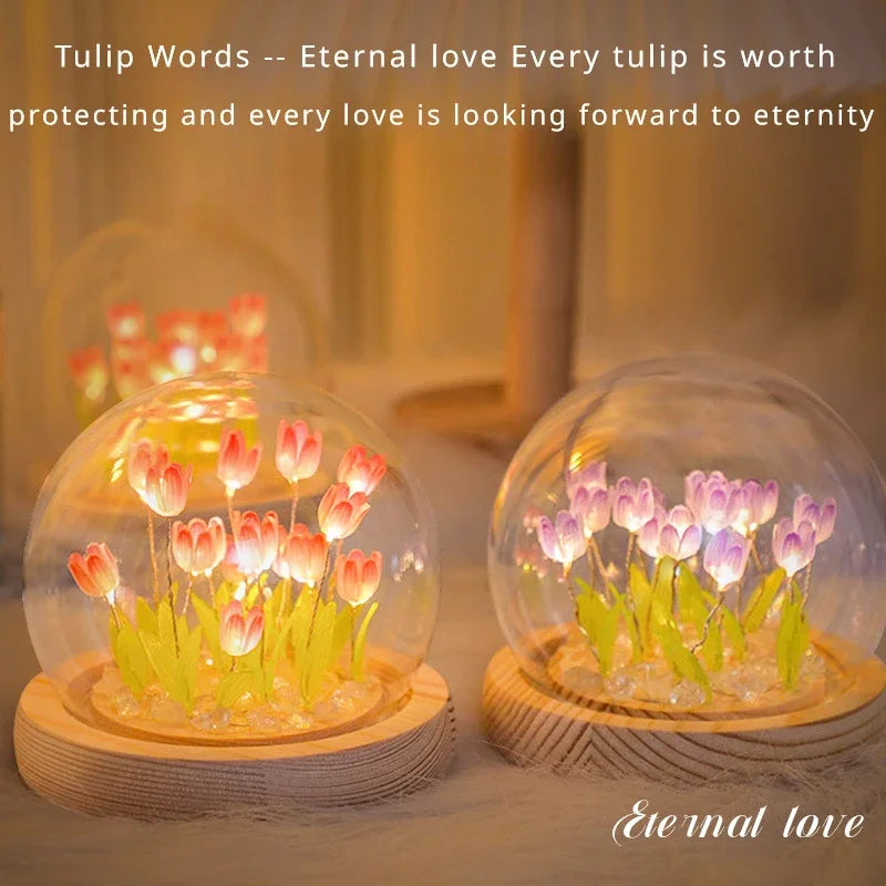 Tulip Night Light Tulip Flower Table Lamp DIY Simulation Tulip LED Night Light Handmade Bedside Light Christmas New Year Gift