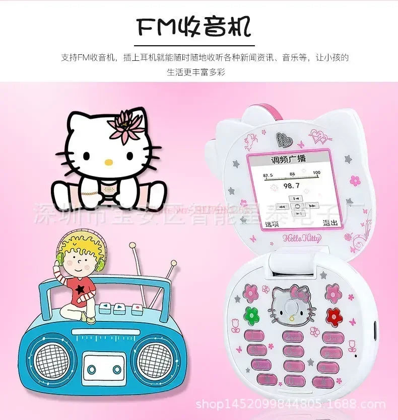 2023 New Kawaii Sanrioed Hello Kitty Flip Phone Cartoon Cute Little friends Taiml Mini Phone For Kids Toys For friends Gifts