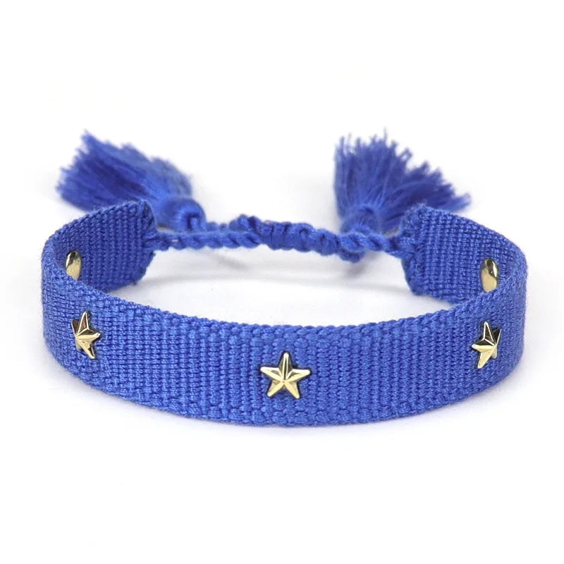 Pulsera tejida de la amistad para mujer con pequeñas estrellas Pulseras de joyería apilables de verano Regalos para hermanas
