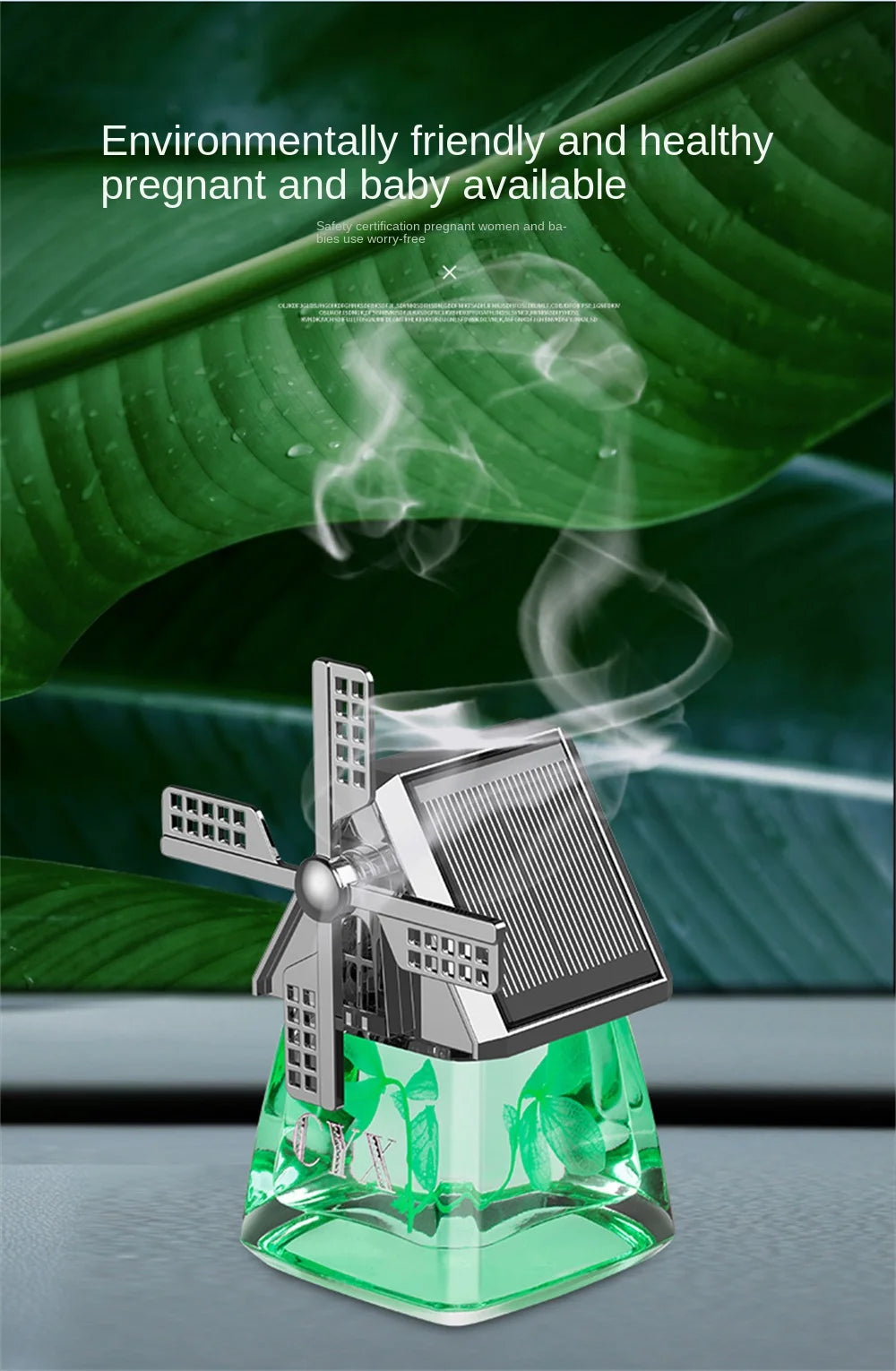 Auto Instrument Panel Air Freshness Solar Energy Deodorization Rotation Windmill Design Light Solid Perfume Car Durable