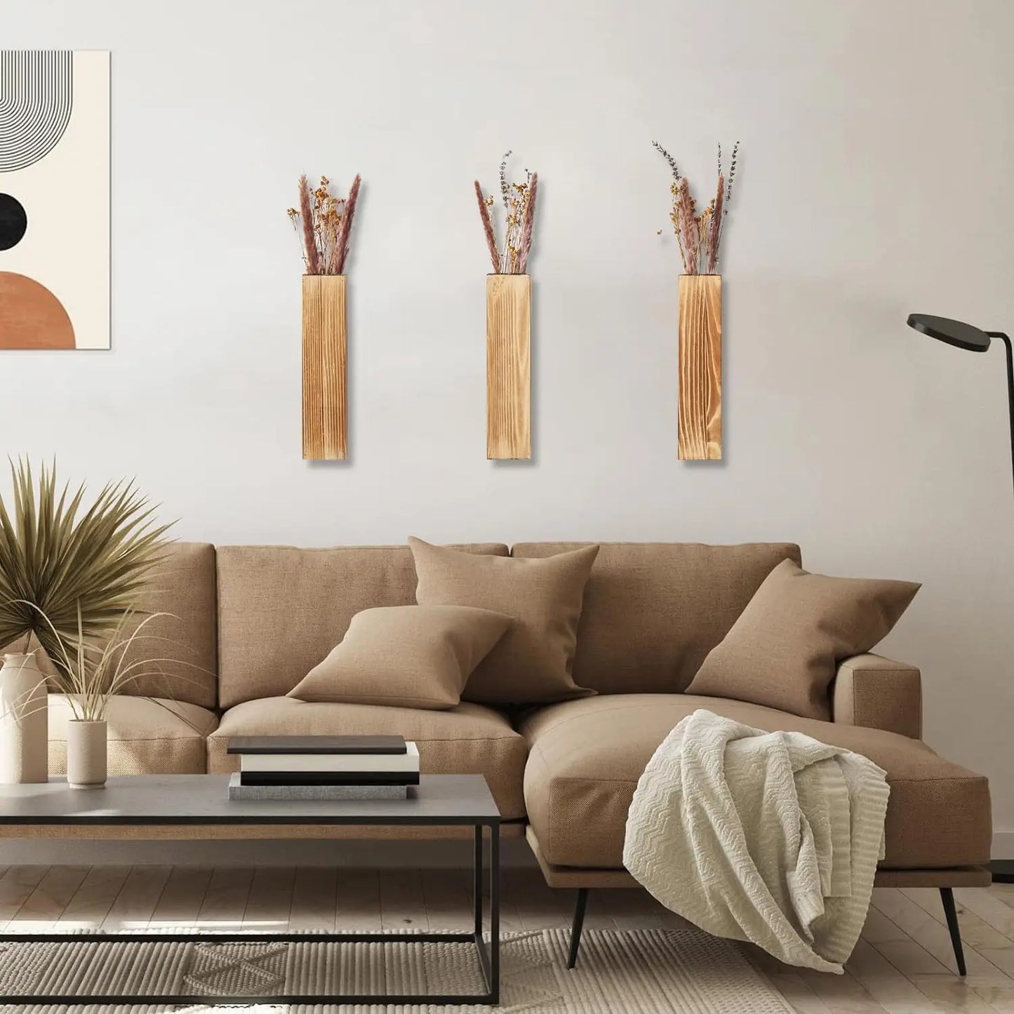 Jardinera de madera para pared, decoración de pared para plantas de flores artificiales, soportes de madera para plantas, jarrón de bolsillo para colgar en la pared para sala de estar