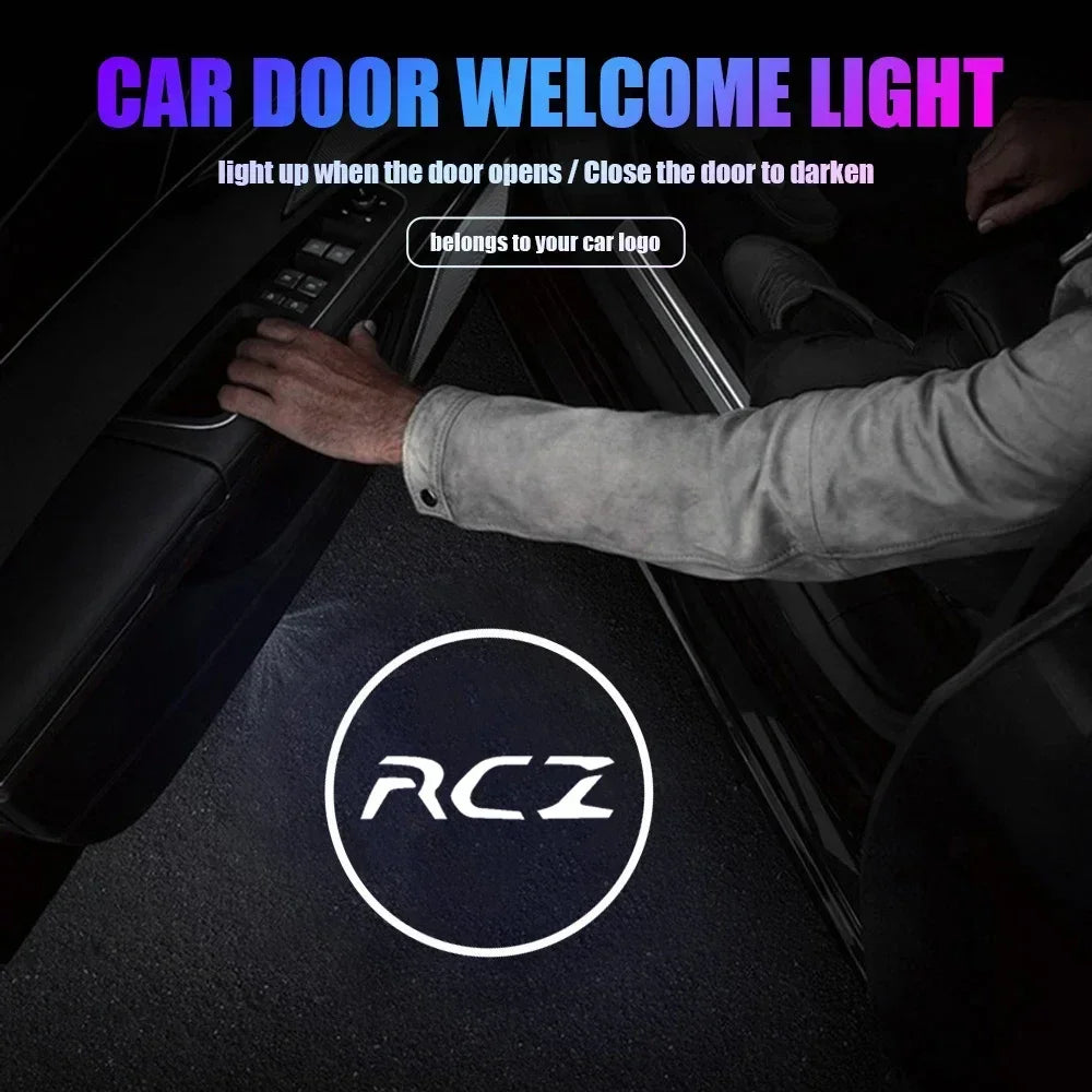 2PCS Car Door Shadow Lights Laser Projector Ghost Atmosphere Logo Lamp for Peugeot RCZ 2011-2014 Auto LED Welcome Accessories