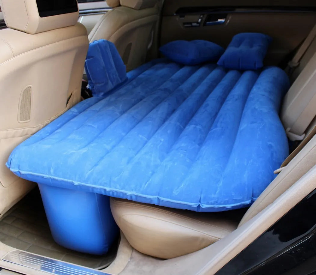 Suministros para el interior del automóvil, colchón inflable para el asiento trasero del automóvil, articulado/dividido con flocado graduado, 135 x 80 cm